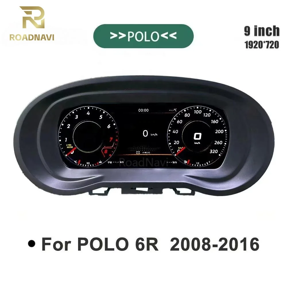 RoadNavi LCD Digital Cluster for VW Polo 6R 2008-2016 Dashboard Panel SpeedometerAR