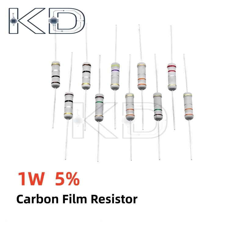 50PCS 1W 5% Carbon Film Resistor CFR Wire Wound Resistor Fuse Winding Resistance 0.1R 0.47 0.51 10 22 33 47 51 220 330 470 510