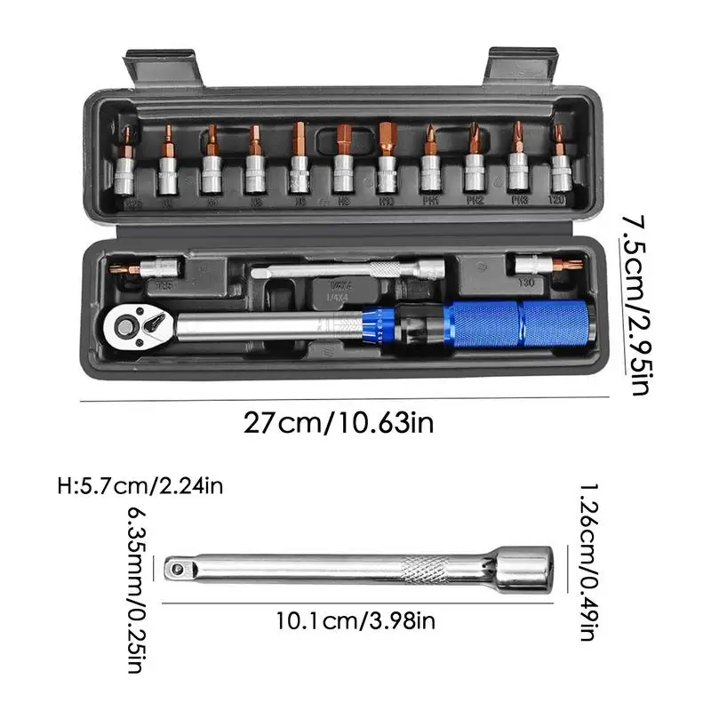 

Universal Torque Wrench Set 1/4" 22-24Nm torque range control Repair Tool Adjustable Socket Torque Tools Sets with Extension Bar
