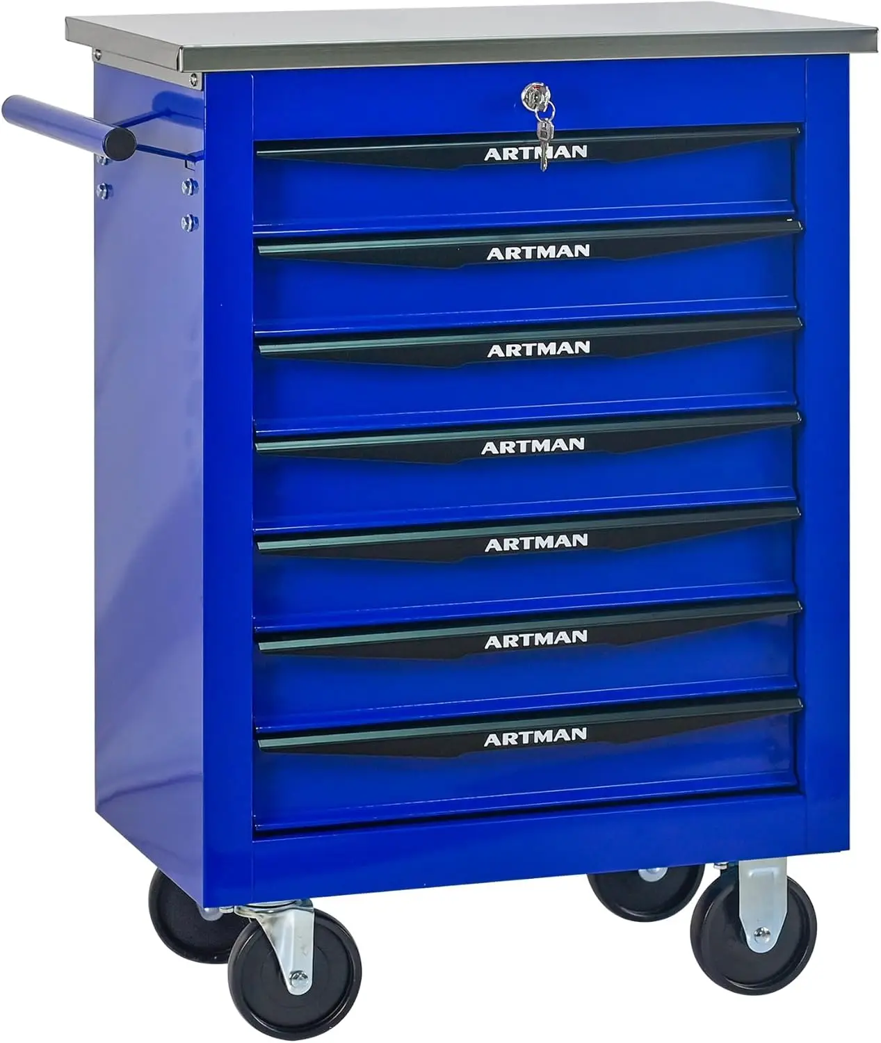 

7 Drawers Tool Cart on Wheels, Stainless Steel Countertop Multifunctional Rolling Tool Storage Chest, Drawer Rolling Trolley