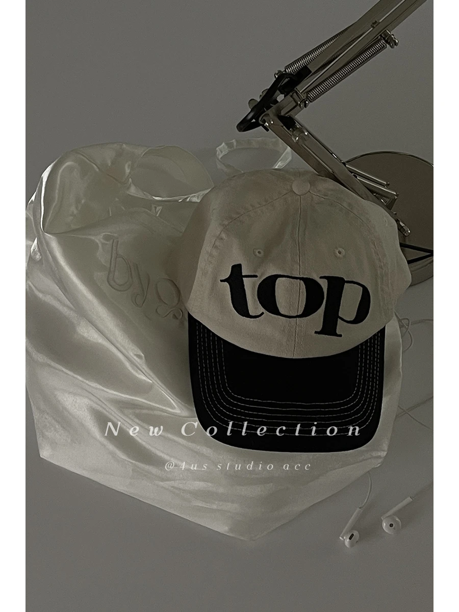 Same Style Color Matching Letters Embroidered Baseball Cap for Women Spring and Summer Big Head Circumference Soft Peaked Cap