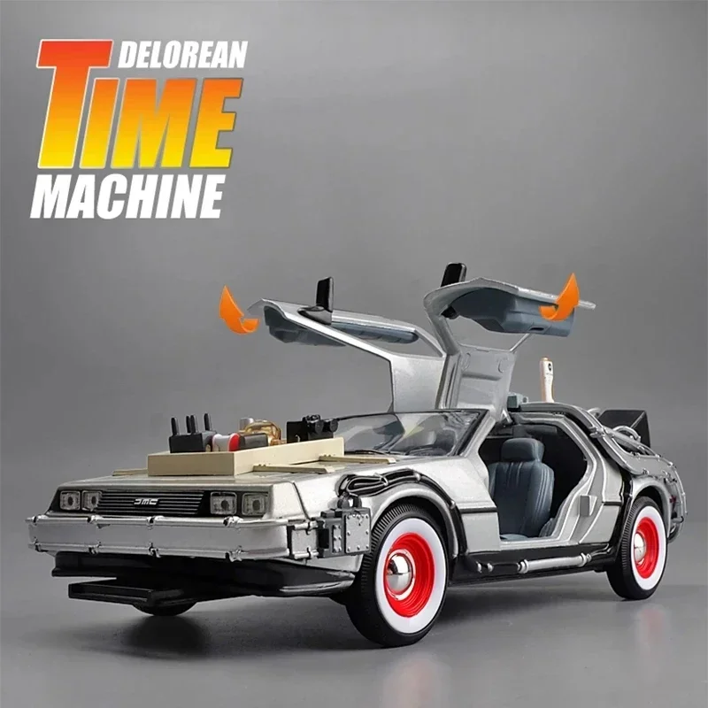 Welly 1:24 DMC-12 DeLorean Time Machine Back to the Future Car Model Diecasts Metal Vehicles Car Model Simulation Kids Toys Gift