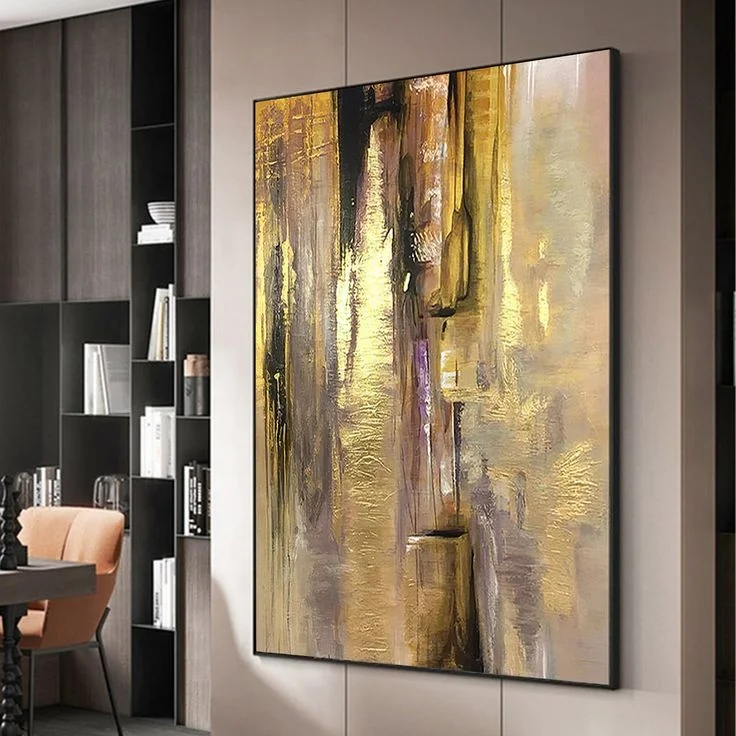 

Handpainted Extra Large Wall Art Decor Modern Art Acrylic Gold Foil Abstract Oil Painting On Canvas