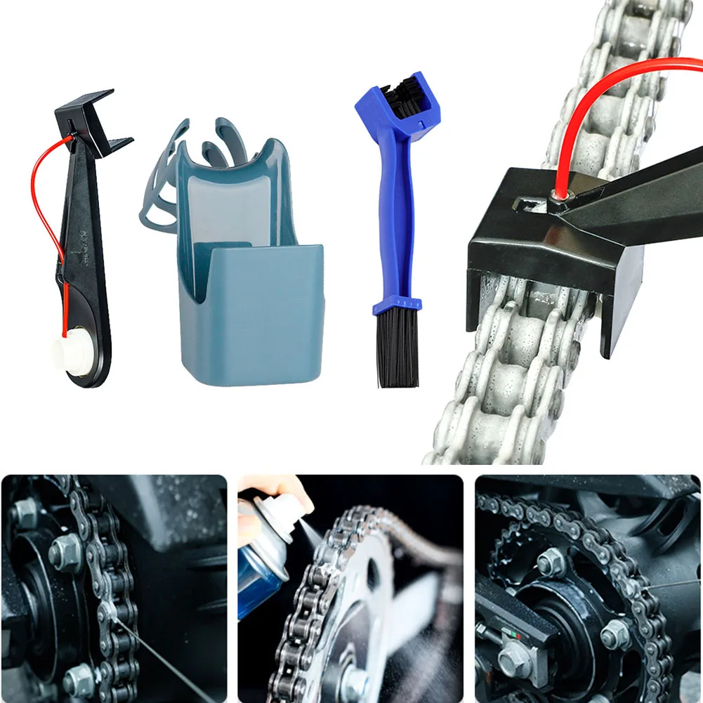 

Motorcycle Chain Oiler Spray Gear Mess-Free Motorcycle Chain Oiler+Oil Storage Box+Brush Set Bike Maintenance Tools