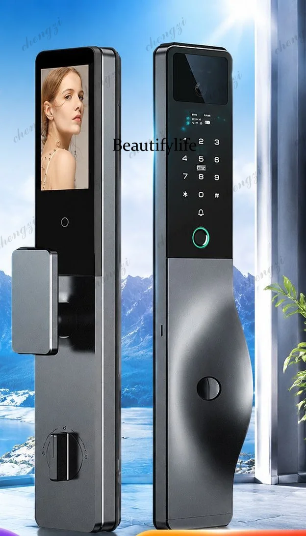 Smart lock 3D visual intercom facial recognition Smart door lock Automatic fingerprint lock Home use