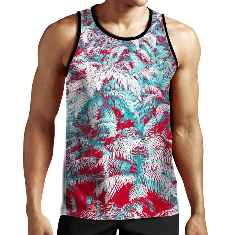 Party Jungle Tank Top Men Women 3d Print Palm Trees Floral Shirts Y2k Tank Tops Graphs T-shirts Gym Hawaii Beach Vest Tees