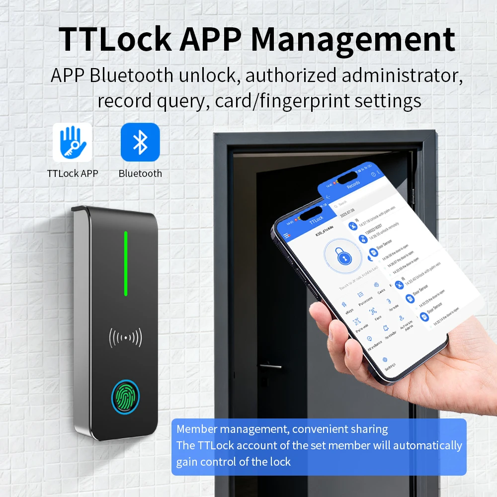 AN90-TT IP67 Waterproof TT-lock Smart Lock Access Control Keypad Outdoor Fingerprint Passcode Bluetooth 13.56Mhz Card App Unlock