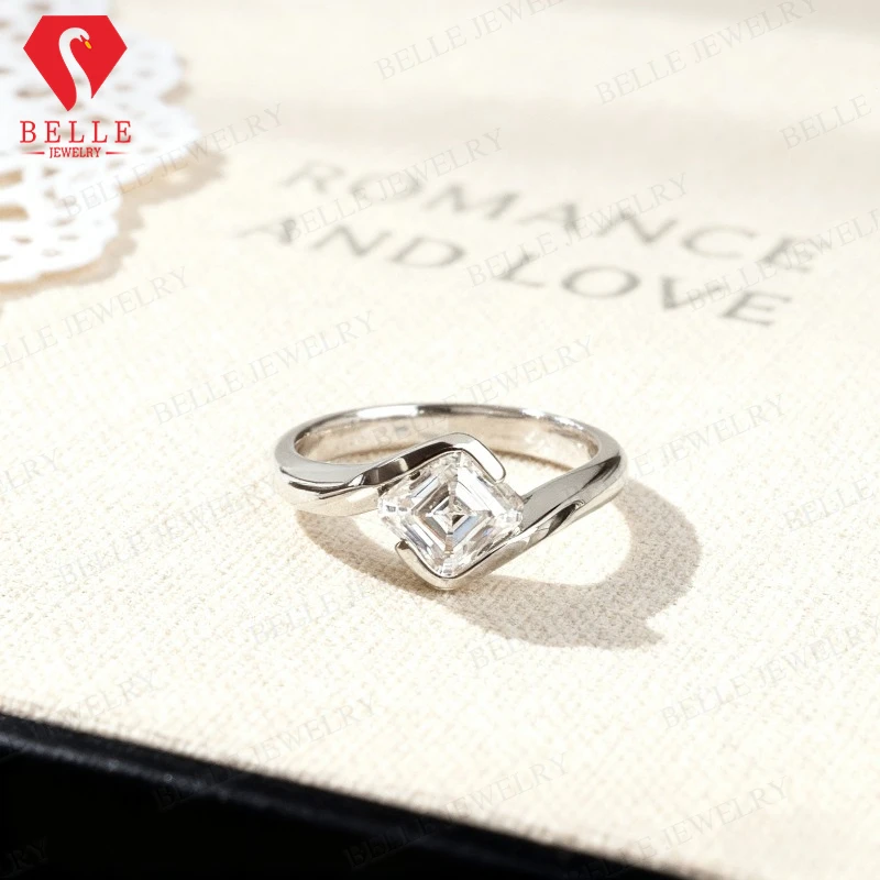 1-3CT Asscher Cut Moissanite Ring White Gold Yellow Gold Vintage Style Fine Jewelry Wedding Anniversary Gift