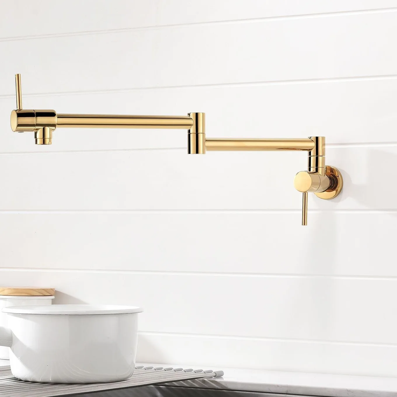 Full Copper Single Cold Faucet Kitchen Extended 360 Degree Folding Washing Basin Vegetable Basin Tap