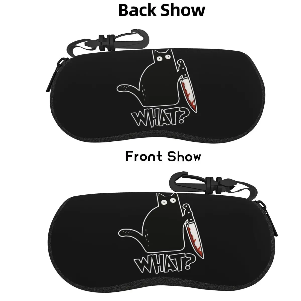 

Cat What Murderous Black Cat With Knife Gift Premium Shell Glasses Case Protective Sunglasses Box Women Men Soft Eyeglass Bag