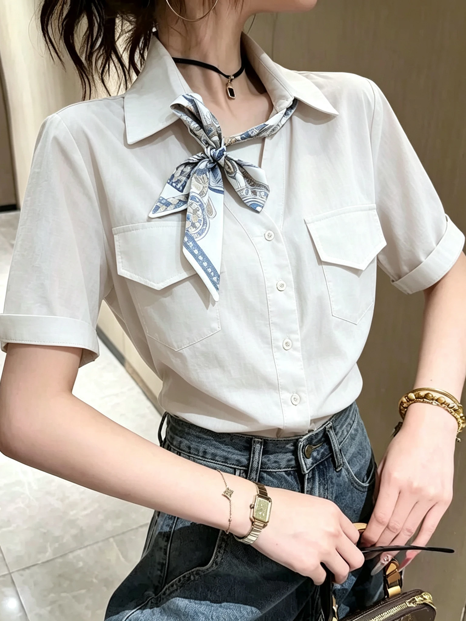 Elegant Commuter Style Women's Shirt Sleeveless Summer Fashion High Knowledge Casual Collar Polyester Blend UV Protection