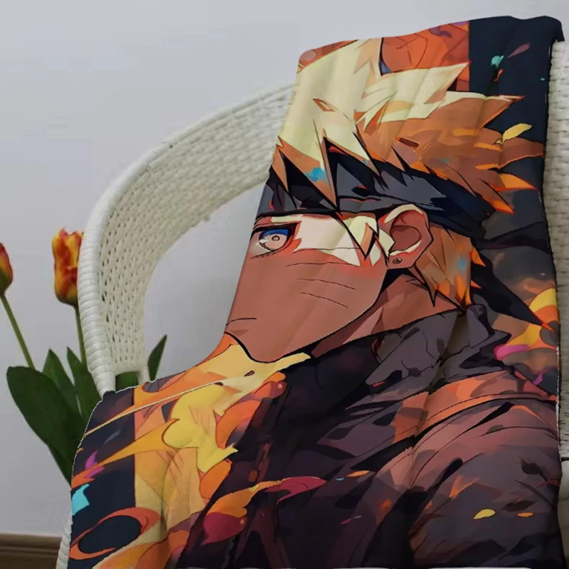 Anime Naruto Printed Flannel Blanket Comfortable Soft Plush Family Sofa Bed Blanket Available for All Seasons Customization