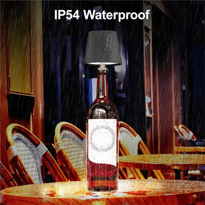AS94-LED Wine Bottle Lamp With Stopper, Wireless Rechargeable Bottle Light In 3 Colors For Home Bar Decor