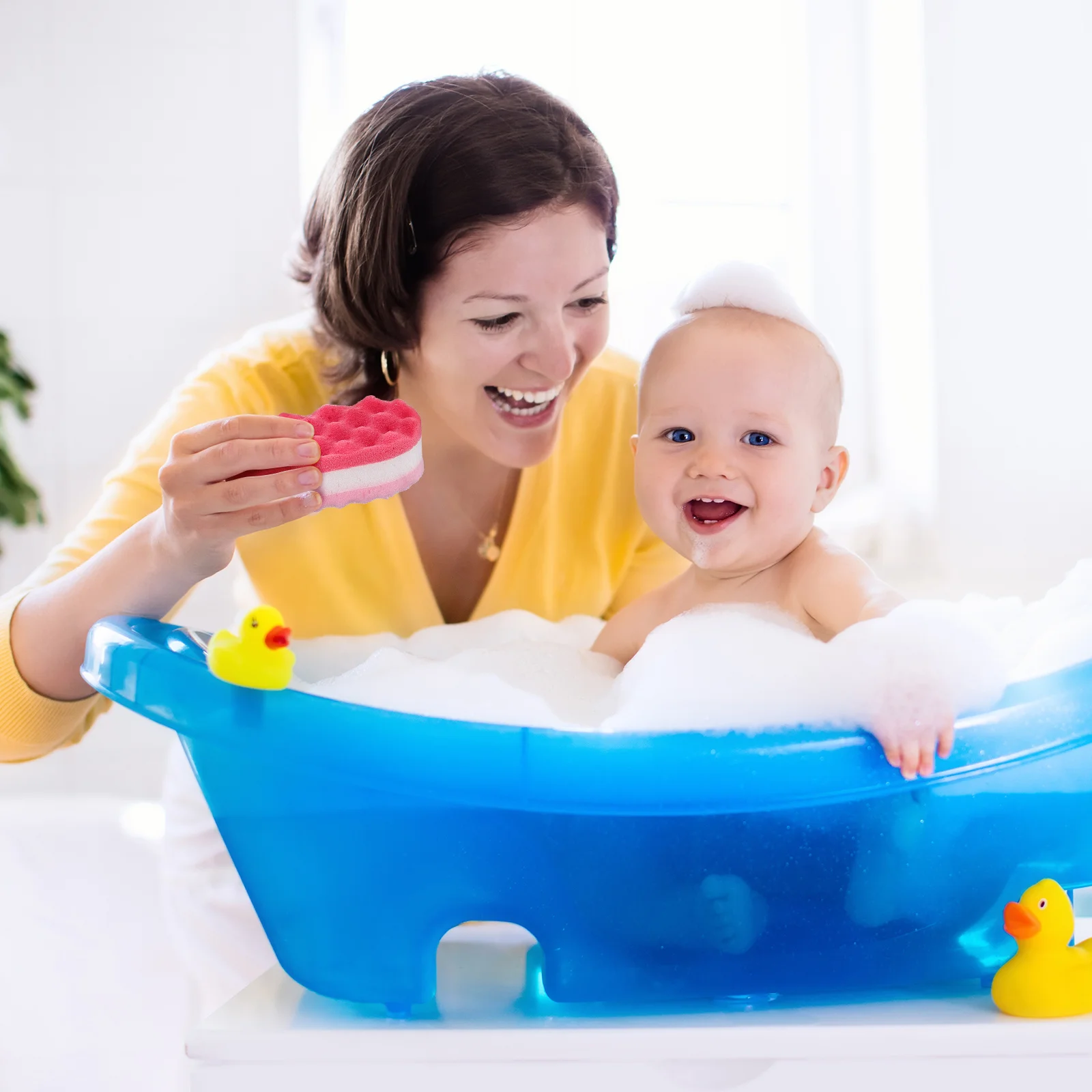 

4Pcs Bath Sponges Set with Bright Colors and Hanging Rope Large Size Soft Body Sponge for Efficient Cleansing and Exfoliating