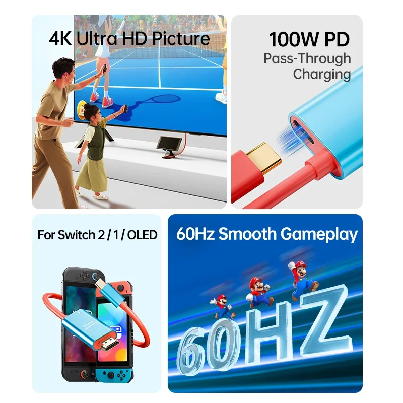 Kabel HDMI 2M 4K 60Hz Switch 2 - Home Cinema Usb ulasan dan harga