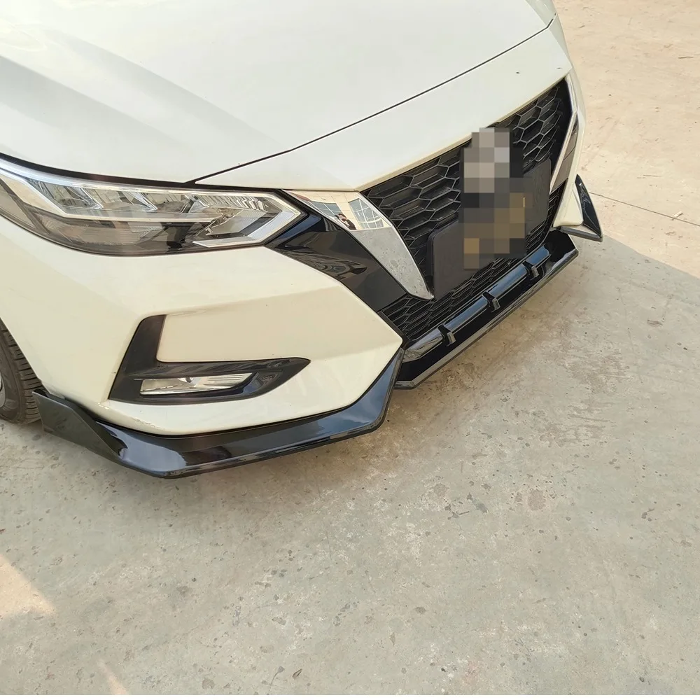 For Nissan Sylphy 2020 2021 2022 Front Bumper Lip Splitter Side Apron Body Kit Deflector Protector Car Accessories