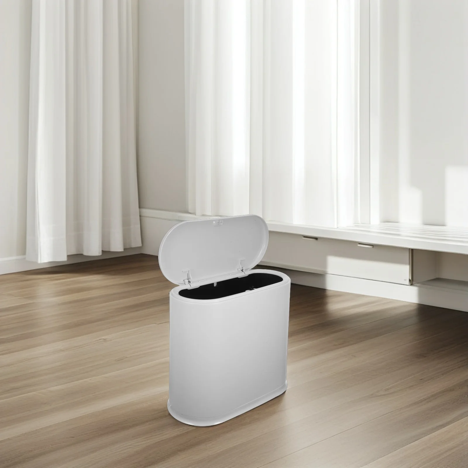 

15L Lidded Trash Can Bathroom Small Kitchen Waste Bin Easy Push Operation for Rv Office Small Kitchen Trash Can