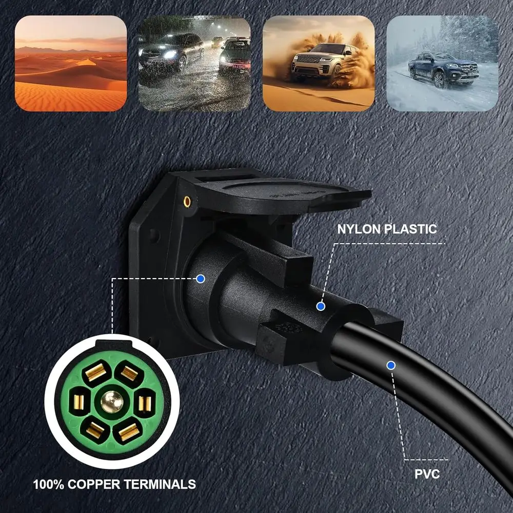 25 قدم 7 دبوس مقطورة التوصيل 10-14AWG 7 طريقة مقطورة التوصيل النحاس 7 دبوس مقطورة الأسلاك تسخير الثقيلة 7 سلك مقطورة الأسلاك تسخير