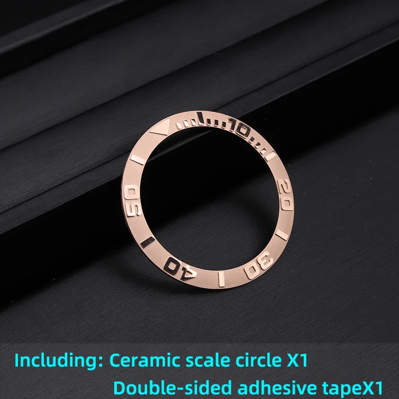 Inserto per anello con cornice in ceramica da 38mm per Rolex Yacht-Master Series watch anello con scala in ceramica smussata da uomo Rose glod orologi parti dell'anello