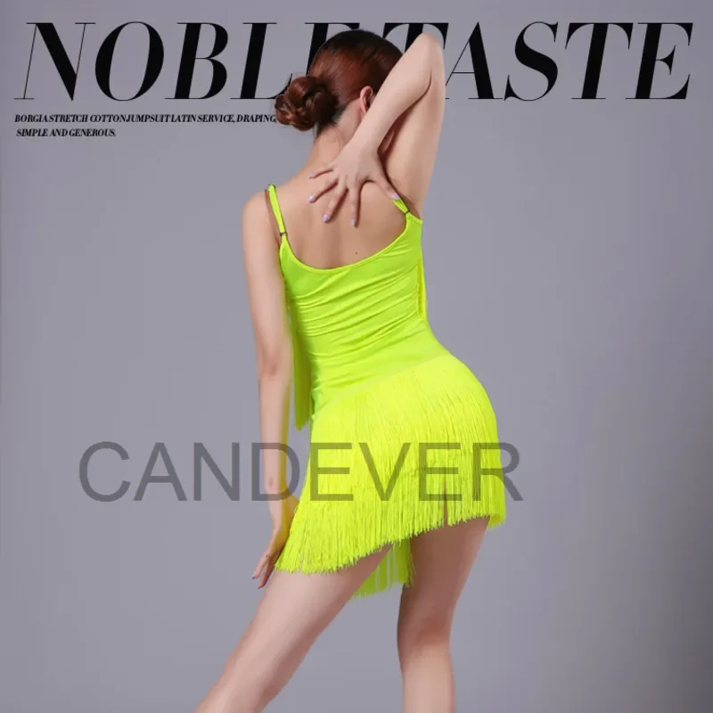 Robe de brevLatine à Franges pour Fille et Femme, Tenue de Salle de Bal, Salsa, Tango, Costume de Compétition Standard National