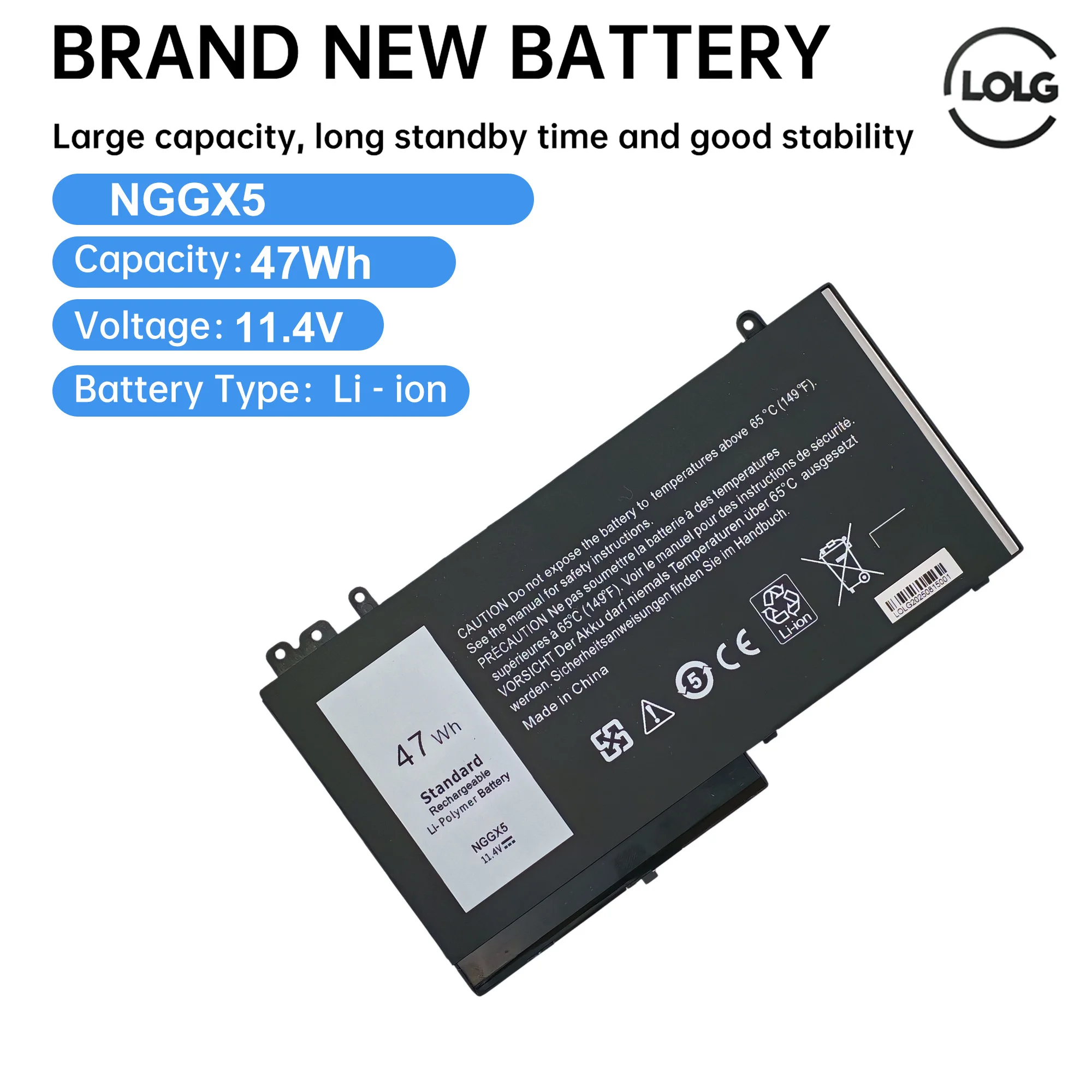 Laptop Battery NGGX5  For DELL Latitude E5270 E5470 E5570 E5550 E5250 Series M3510 JY8D6 954DF 0JY8D6 53VJ6 0RDRH9 11.4V 47Wh