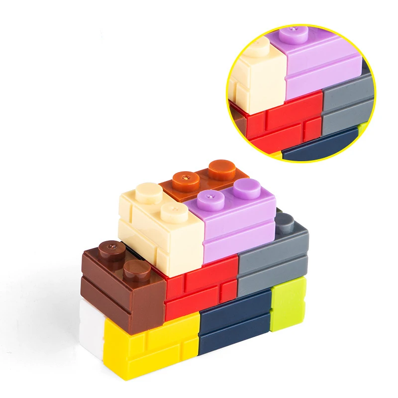 1x2 Moc The wall Brick  60pcs Mix Color DIY  Classic  Education Slope Building Blocks Compatible with Assembles Particles