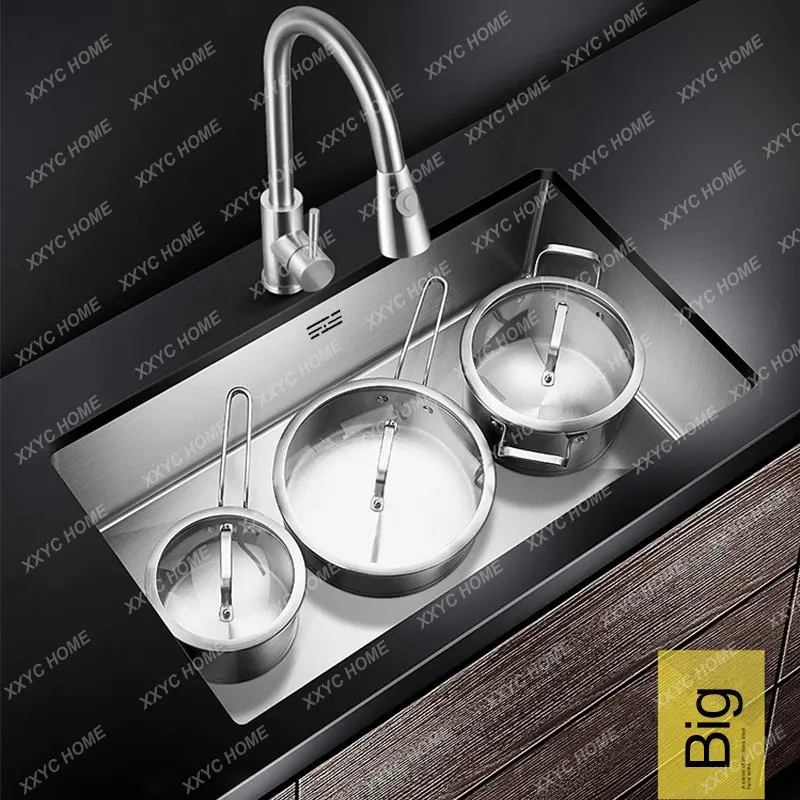 

kitchen sink no lead handmade brushed 304 stainless steel 3mm thickness single bowl bar counter kitchen sink