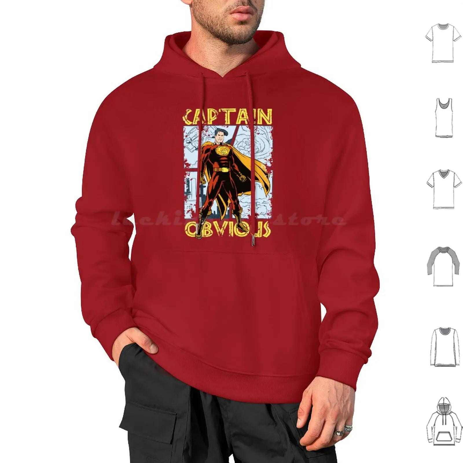 Captain Obvious Retro Vintage Comic Superhero Hero Hoodie cotton Long Sleeve Captain Obvious Superhero Comic Comics