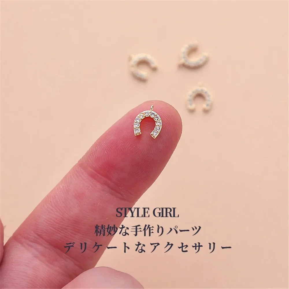 

14K Gold Inlaid Diamond Horseshoe Pendant Small Pendant DIY Handmade Bracelet Necklace Jewelry Material Accessories L376