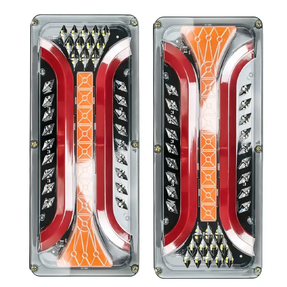 2x Truck Rear Tail Light Running Lamp Brake Stop LED For Tractor UTE Bus Van Trailer Lorry Flowing Turn Signal Blinker Indicator
