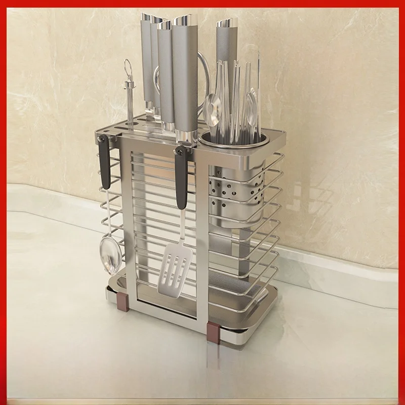 

Stainl Steel 304 Wall Mounted Kitchen Knife Holder Chopstis Cage Storage Ra Organizer Home Use Cooking Utensil Caddy