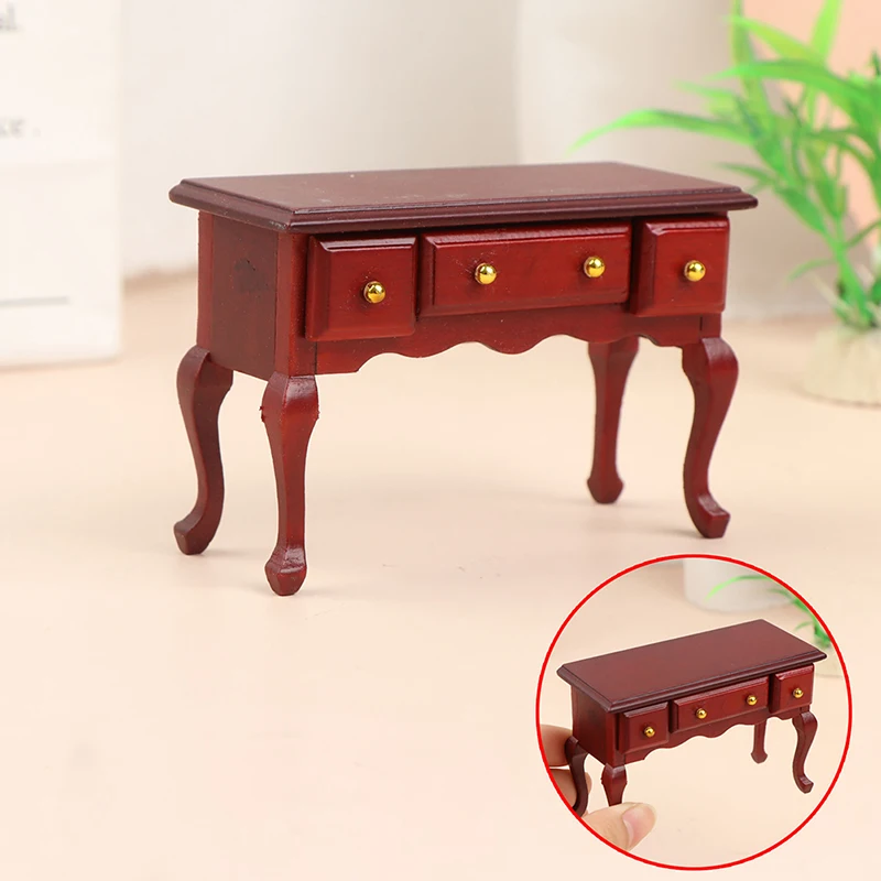 

1:12 Dollhouse Wooden Desk Writing Study Desk Makeup Desk Miniature Furniture Model Toy