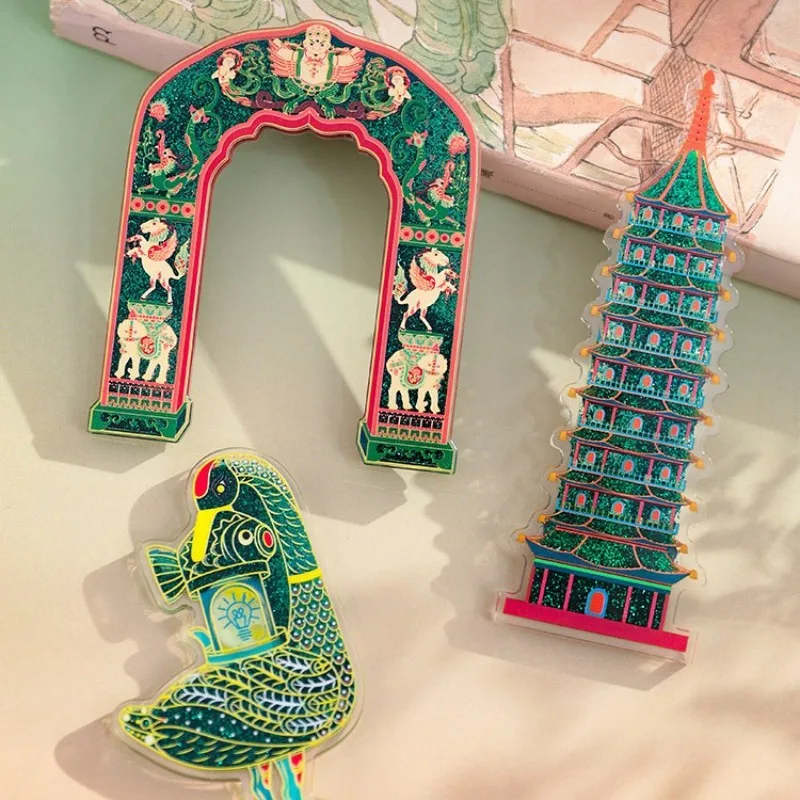 

Porcelain Tower of Nanjing Fridge Stickers China Travel Souvenirs Copper Lamp Metal Sand Drift Fridge Magnets Weddding Gifts