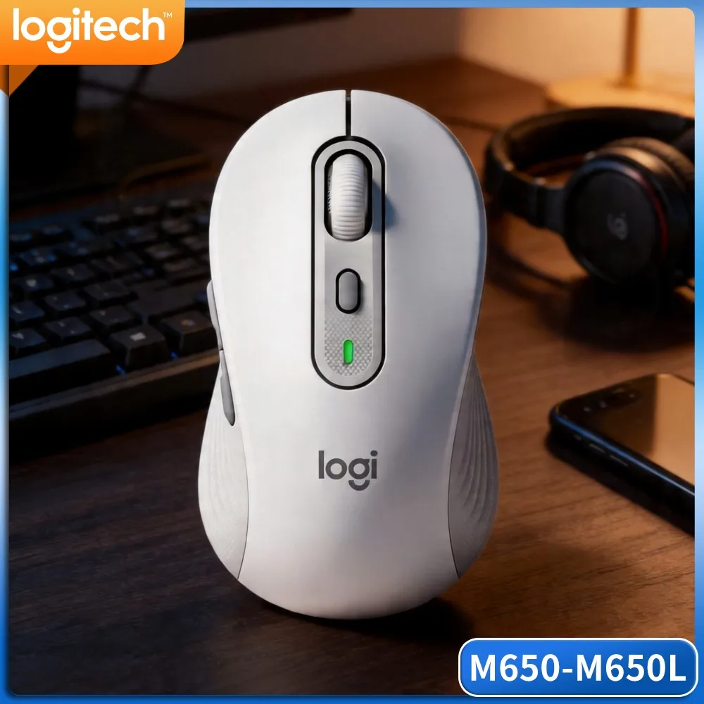 Logitech M650/M650L Wireless Ergonomic Mouse Noise Reduction Click Smartwheel Scroll 5 Custom Assignable Buttons Business