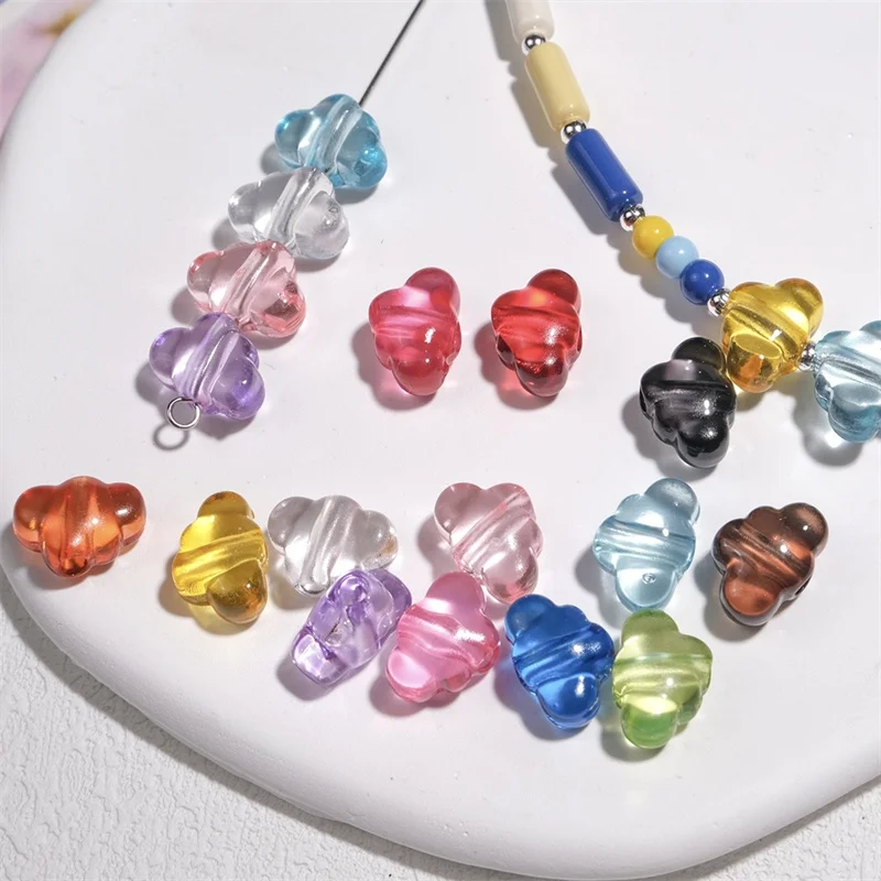 2025 Summer style 100pcs/lot color print cartoon clouds shape acrylic straight hole beads diy jewelry garment accessory