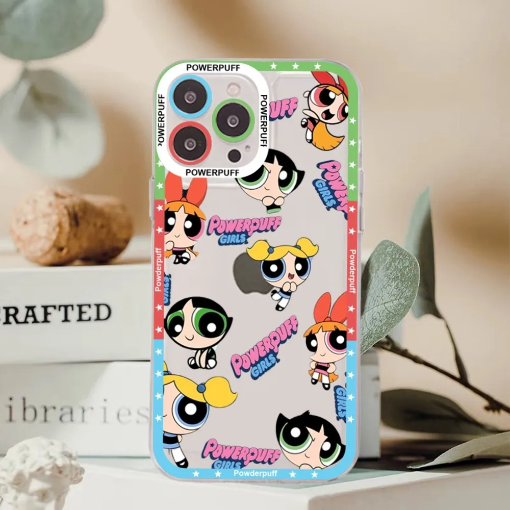 Cute Cartoon Powerpuffs Girls For iPhone 15 14 13 12 11 Pro Max XS X XR Mini Protective Cover