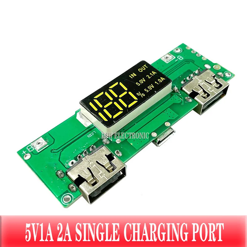 LED Dual USB 5V 2.4A Micro/Type-C USB Mobile Power Bank 18650 Charging Module Lithium Battery Charger Board Circuit Protection