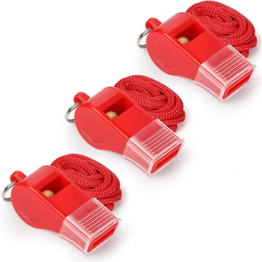 4pcs Plastic Referee Sport Whistle With Rope 7 Colors Football Basketball Whistle Cheerleaders Cheer Whistles