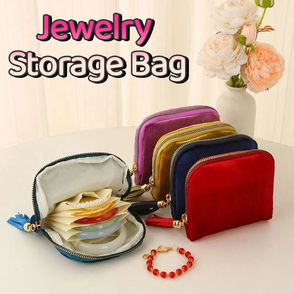 6-Layer Jewelry Storage Bag Portable Elegant Bracelet Display Pouch Anti-friction Soft Zipper Jewelry Bag Travel Outdoor Use