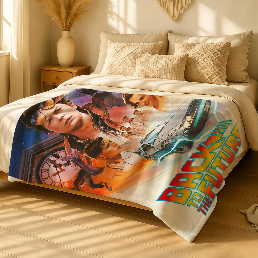 Movie B-Back To F-Future Blanket For Soft Warm Knee For Bedroom Living Room Bed Sofa Camping Picnic Office Gift
