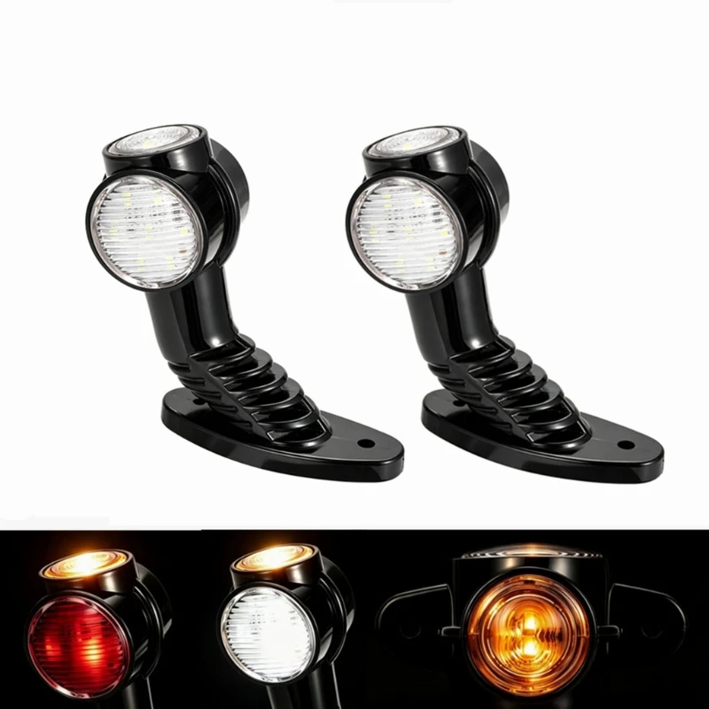 Truck and Trailer Side Marker Lamp, 16-LED Red Marker with Turn 12 V 24 V and Predrilled Mounting Base D7YA