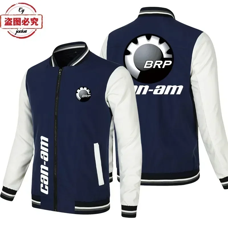European size CAN-AM Motorcycle logo jacket loose long-sleeved men's color matching top baseball jacket group cycling suit