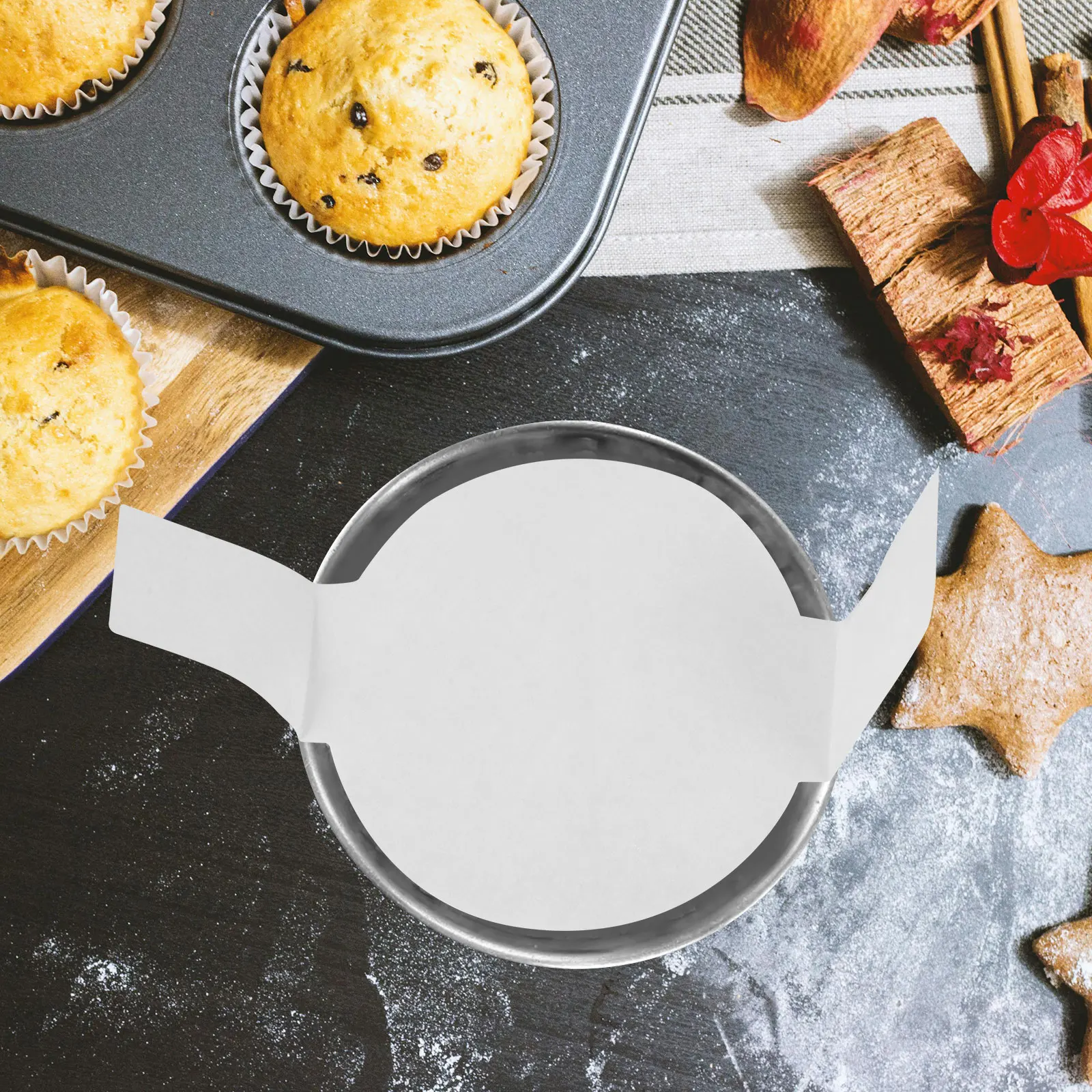 

100 Pcs Cake Mold Liner Paper Parchment Rounds Baking for Oven Mini Pan Liners with Tabs Air Fryer