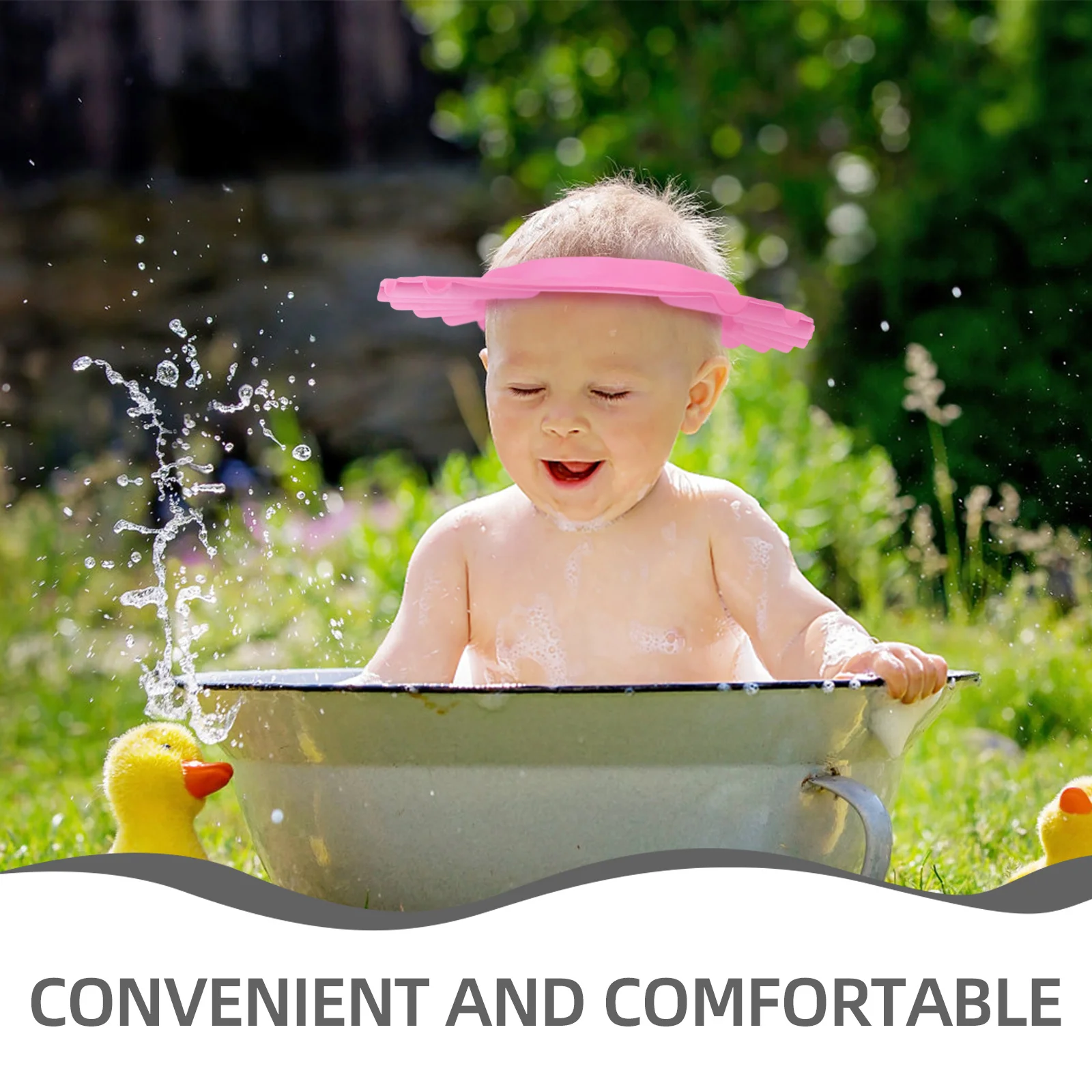 قطعتان من قبعة استحمام الطفل، درع غسيل شعر الأطفال الصغار، حاجب حمام قابل للتعديل للأطفال، مريح مقاوم للماء لحماية الأذن #3