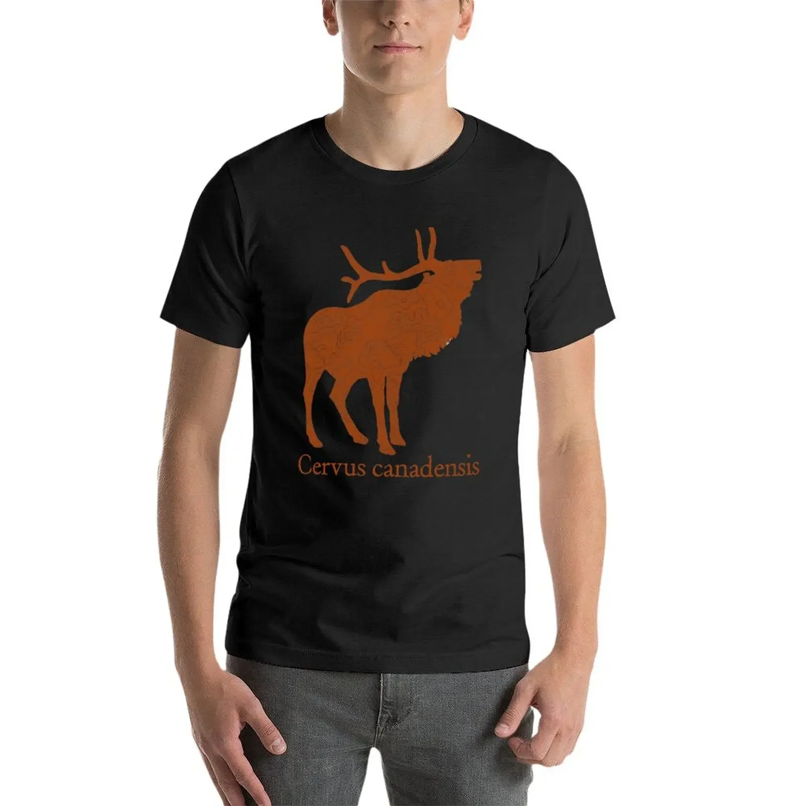 Eloquent Bugling Elk with Topographical Texture T-Shirt letni top graficzny t shirt vintage chłopcy białe męskie t shirty wysokiej jakości