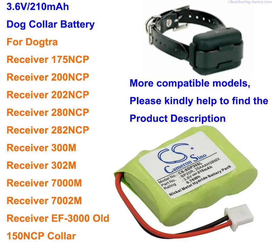 

Cameron Sino 210mAh Battery BP20R for Dogtra 150NCP Collar,175NCP,200NCP,202NCP,210NCP,22000NCP,280NCP,282NCP,Receiver 300M,302M