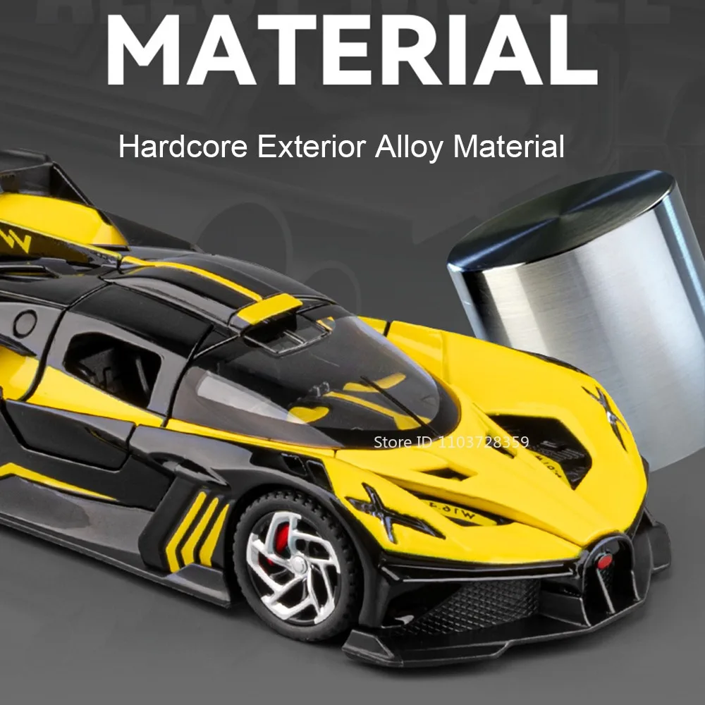 1:32 BOLIDE DIVO Supercar Spielzeugmodelle Legierung Druckguss Gummireifen Türen geöffnet Sound Licht zurückziehen Dekoration Mini-Sportwagen
