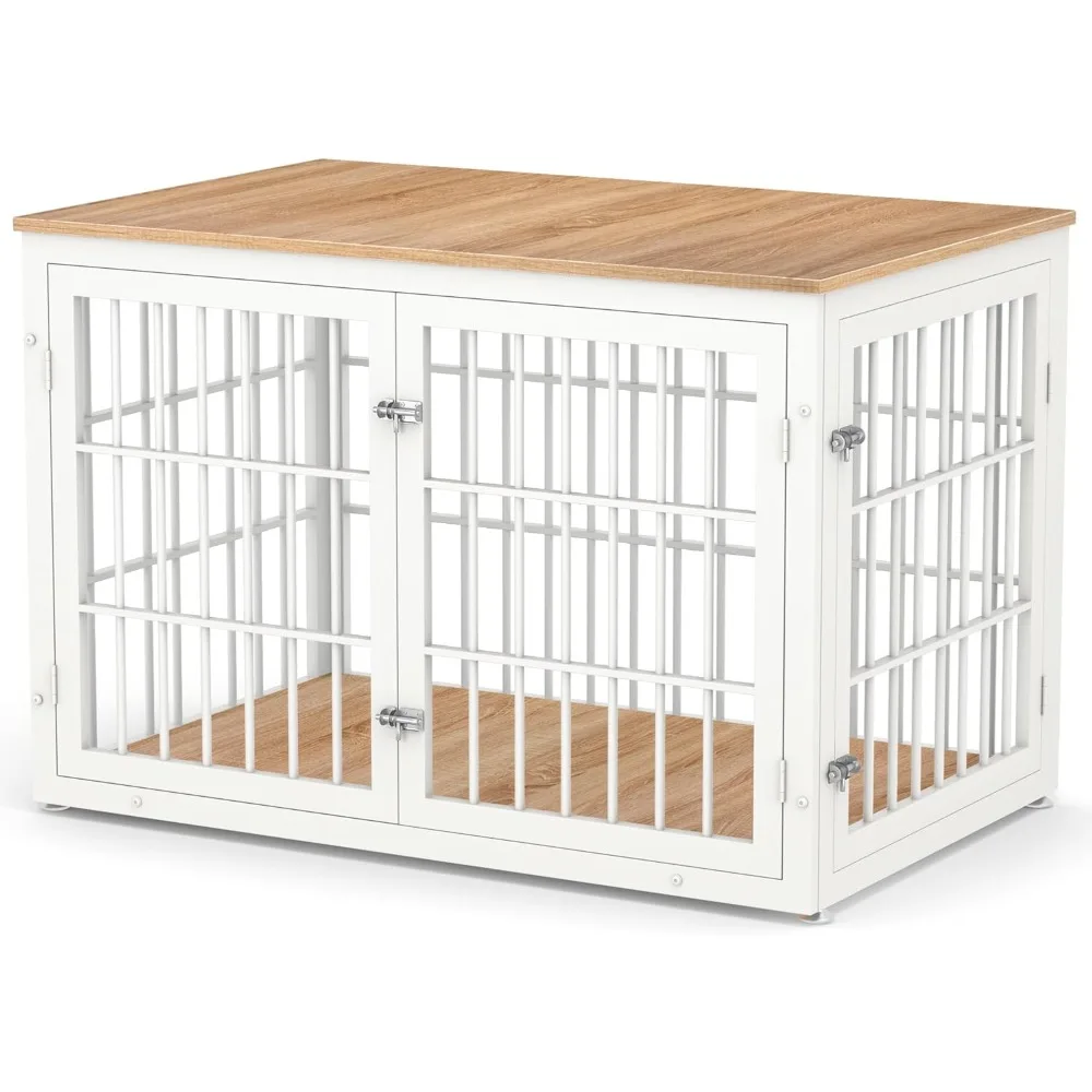 

Rustic Heavy Duty Dog Crate Furniture for Extra Large Dogs, Decorative Pet House End Table, Wooden Cage Kennel Furniture Indoor