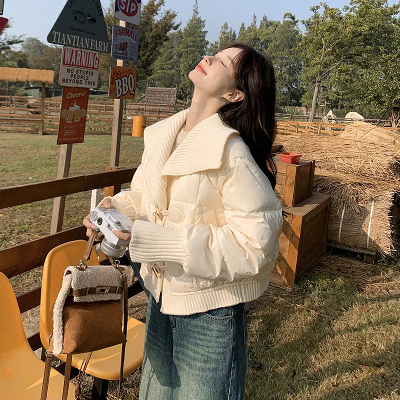 

Повседневная хлопковая куртка больших размеров, женская зимняя новинка 2024, мягкий дизайн, универсальная теплая верхняя одежда с большим воротником