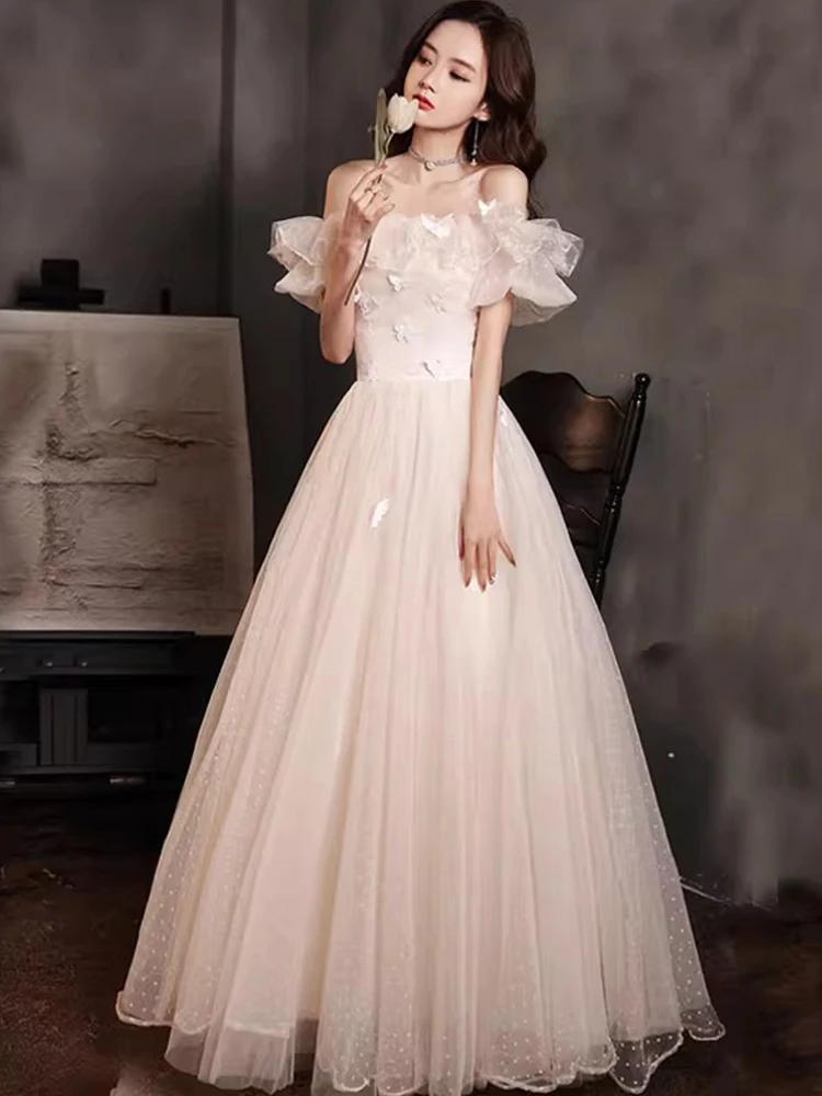 

Ele Maid of aduation Evening Gown Women's Performance Host Outfit High-End Luxury Long Floor-Length Dr
